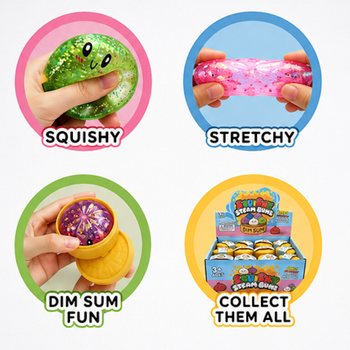 RAGE - Squishy GLITTER Bun Dumplings LITEN (M&aring;tt 5.5 x 5.5 x 3 cm) - Viral 2026 Fidget Toy (24-pack)