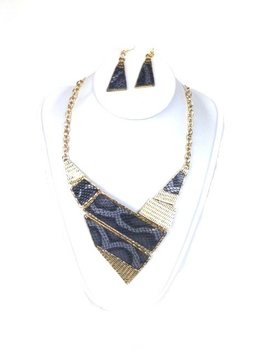 Halsband och Örhängen Svarta Ibiza-stil (1 st)