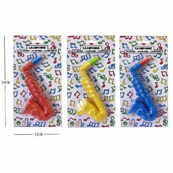 Leksakssaxofon - 16 cm - Blandade F&auml;rger - 12 st p&aring; Karta
