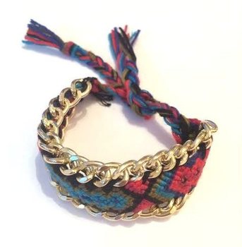Flätat armband röd/blå (1 st)