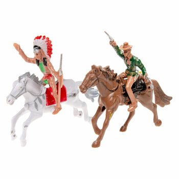 Mix Cowboy- och indianfigurer p&aring; h&auml;st (12 st.)