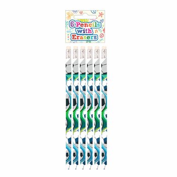 Fotbollspennor & Suddgummi-set (6 delar) - Display (24 set)