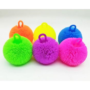 PUFFERBOLL MED STARKA F&Auml;RGER - 8CM - I DISPLAY (12 st.)