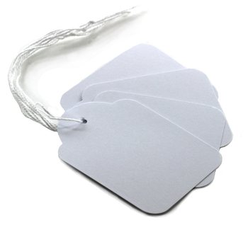 Smyckesetiketter Vita med Resår - 1,5x2,4 cm (100 st)