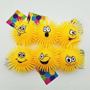 PUFFERBOLL MED EMOTION-ANSIKTE - 10CM - I DISPLAY (12 st.)