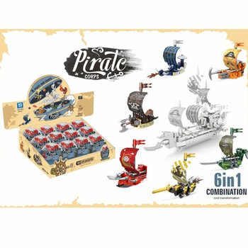Piratfartyg Byggklossar i &Ouml;verraskningsboll - Display (12 st)