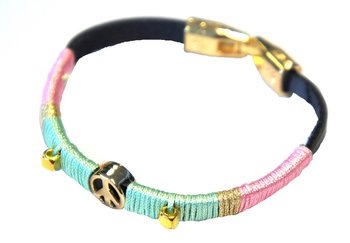 Ibiza Look Armband med Fredsmärke Rosa/Mint (1 st)