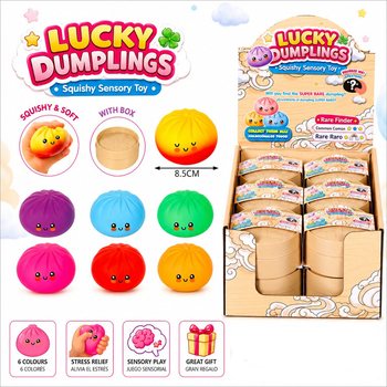 RAGE - LUCKY DUMPLINGS - Squishy Bun Dumplings STOR Mått 8.5 x 8.5 x 4.8 Cm - I DISPLAY (12 st)