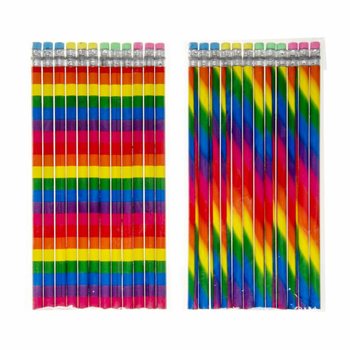Regnb&aring;gsblyertspennor med Suddgummi (12-pack) - Grossist