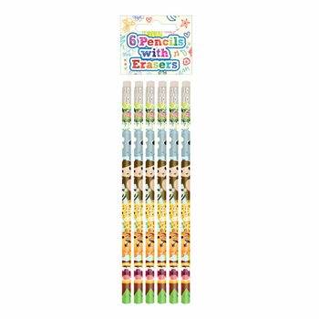 Djungeldjur Penna med Suddgummi Set (6-delar) - Display (24 set)
