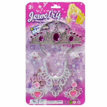 PRINSESSANS SKÖNHETSSET MED TIARA, ÖRHÄNGEN, HALSBAND & RINGAR