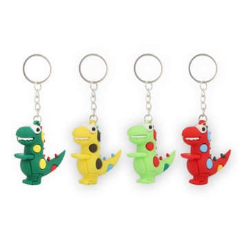 3D Dinosaurie Nyckelringar - Mixade F&auml;rger (12 st.)