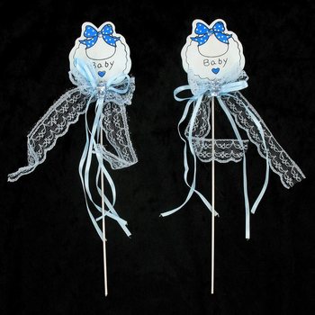 TÅRTPICKER FÖR BABYSHOWER - BABYBLÅ (12 st.)