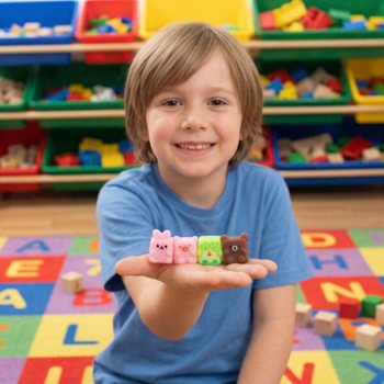 FISKDAMM SQUISHY - CUBE ANIMALS - I DISPLAY (96 st)