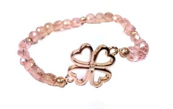 Ibiza-armband Rosa Fyrklöver - Elastiskt (1 st)