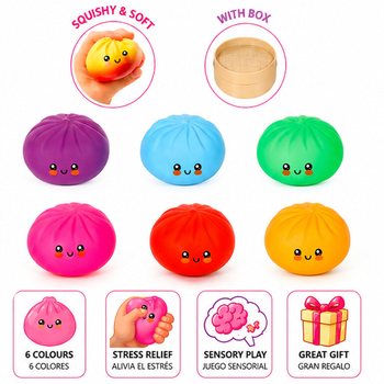 RAGE - LUCKY DUMPLINGS - Squishy Bun Dumplings STOR M&aring;tt 8.5 x 8.5 x 4.8 Cm - I DISPLAY (12 st)