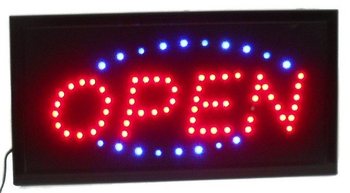 LED-Skylt "OPEN" &ndash; 2 F&auml;rger