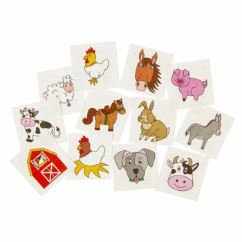 Roliga Tatueringar - Bondg&aring;rd (48-pack med 12 tatueringar i varje)