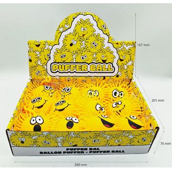 PUFFERBOLL MED EMOTION-ANSIKTE - 10CM - I DISPLAY (12 st.)