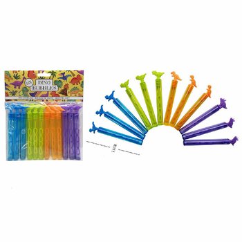 F&auml;rgglada dinosaurie s&aring;pbubbelstavar (12-pack)