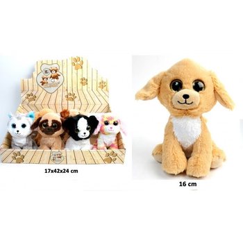 Lyxiga Plyschhundar, 16 cm, Mix Design i Display (12 st)
