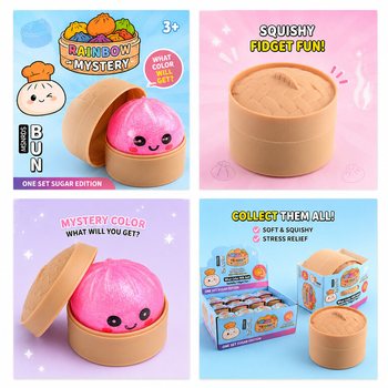 RAGE - Squishy SUGAR EDITION Bun Dumplings LITEN (5.3 x 5.3 x 4.1 cm) Viral 2026 Fidget Toy (24-pack)