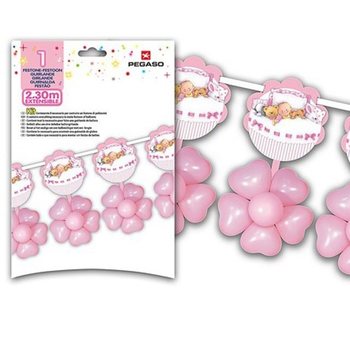 STOR BALLONGGIRLANG 2,3 METER - ROSA (3 st.)