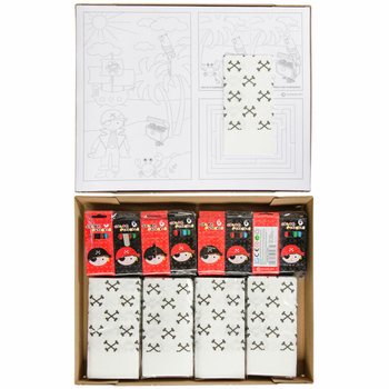KOMPLETT RESTAURANGBOX PIRAT - 48x F&auml;rgpennset + 100x M&aring;larbilder + 100x Servetter (248 delar)