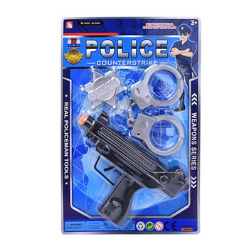 Polis Lekset med Maskingev&auml;r, Handklovar och Polisbricka (6 st)
