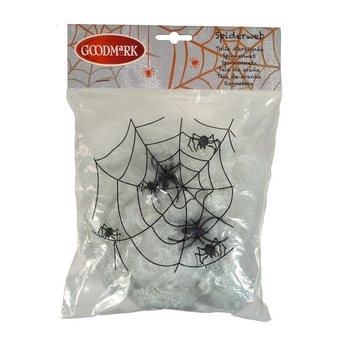 Halloween Spindelnät Dekoration med 2 Spindlar (4-pack)