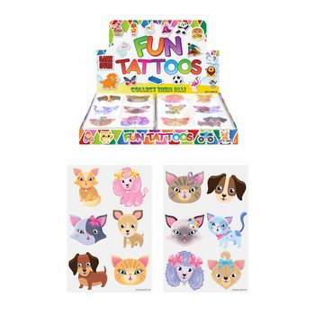 Fun Tattoos: Katter & Hundar (Display med 96 st)