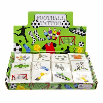 Fun Tattoos Fotboll - Display med 48 Förpackningar (12 Tatueringar per förpackning)