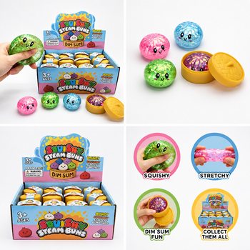 RAGE - Squishy GLITTER Bun Dumplings LITEN (M&aring;tt 5.5 x 5.5 x 3 cm) - Viral 2026 Fidget Toy (24-pack)