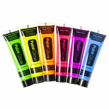 NEON Glow in the Dark Ansiktsf&auml;rg - Blacklight Aktiv (Display 24 st)