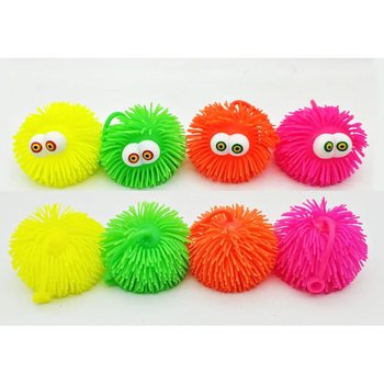 PUFFERBOLL MED &Ouml;GON - 10CM - I DISPLAY (12 st)
