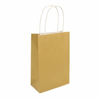 PAPPERSKASSE MED HANDTAG - 14x21x7 cm - GULD (24-pack)