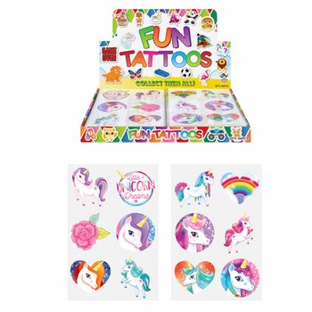 Fun Tattoos: Enhörning Display (96 st)