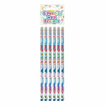 6-delat Sjöjungfru Penna med Suddgummi Set - I Display (24 set)