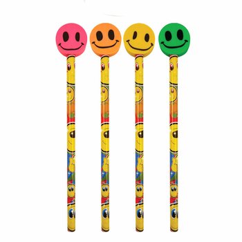 Glada Smiley-pennor med suddgummi (24-pack)