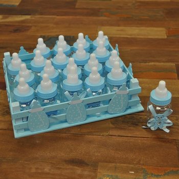 Dekorationslåda med 20 Mini-Nappflaskor - Blå
