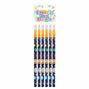 Rymden Penna med Suddgummi Set (6 delar) - Display (24 set)