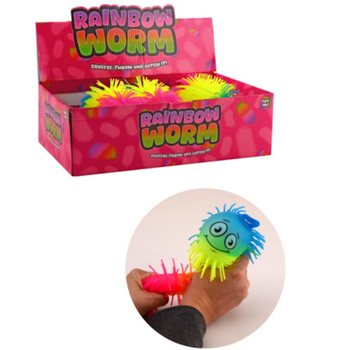 RAINBOW PUFFER MASKBOLL - 22 CM - F&Auml;RGMIX - I DISPLAY (12 st)