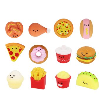 Squishy Fast Food-figurer f&ouml;r grabbelton i display (60 st)