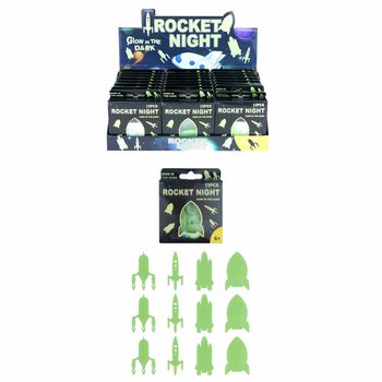 GLOW IN THE DARK RAKET RYMDEN F&Ouml;R TAKET I DISPLAY (24 st)