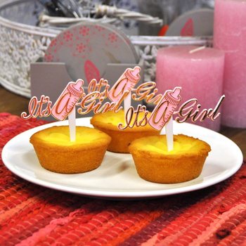 Muffinsdekorationer Baby - It's a Girl (12-pack)