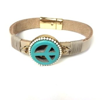 Armband Taupe/Creme Peace (Ibiza-stil)