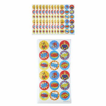 FUN STICKERS - SUPERHJÄLTAR 18 KLISTERMÄRKEN PER ARK (10 st)