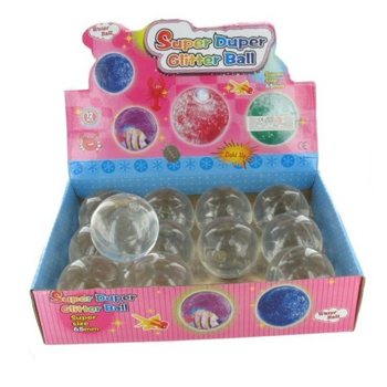 Glitterstudsboll i Display (12-pack)