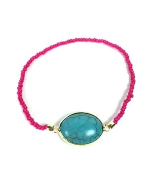 Ibiza-armband Fuchsia med Sten (1 st)