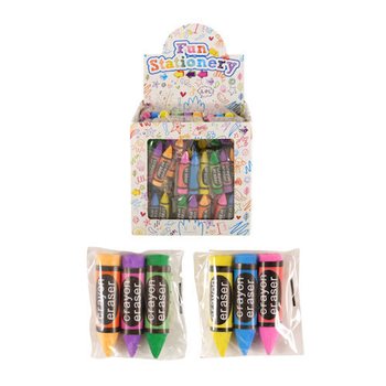 Suddgummi-modell: 3-delat set med kritformade suddgummin i display (84 st)